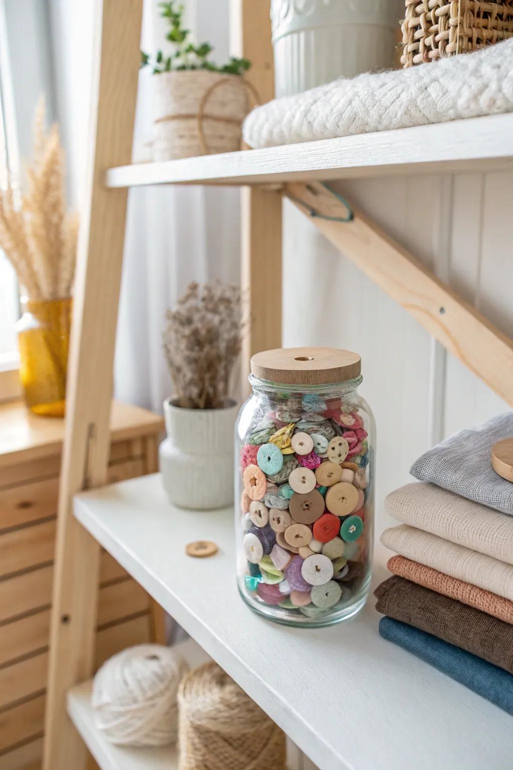 Transform your craft space with eco-friendly elegance—upcycled jars bring both beauty and sustainability.