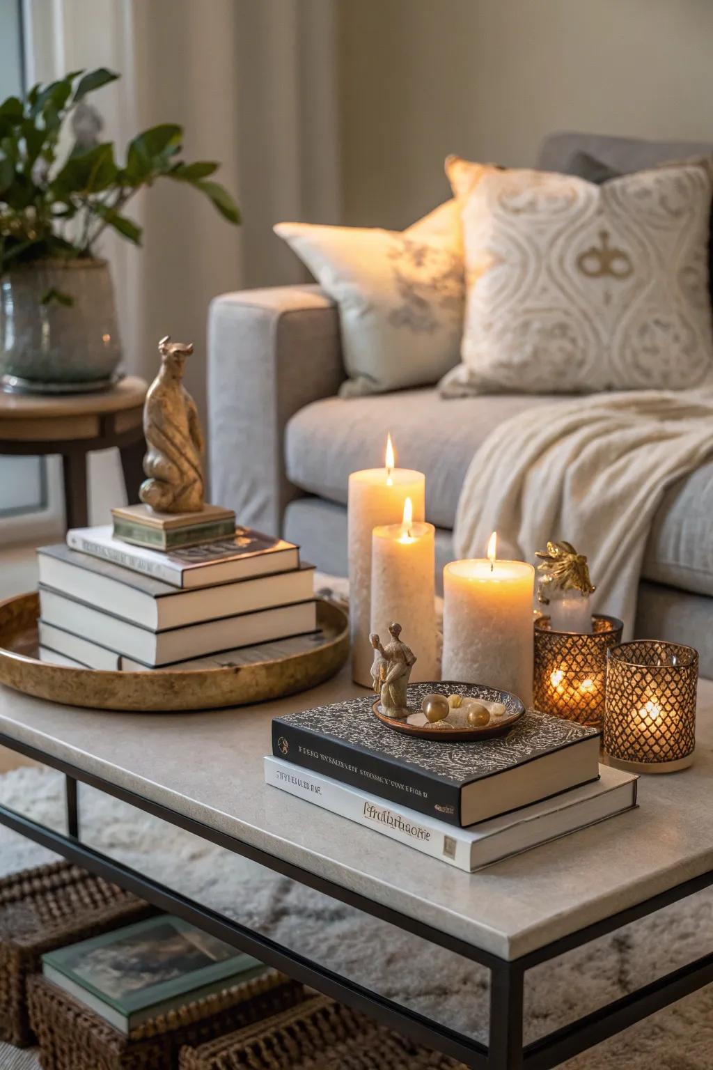 A coffee table display that brings together style and function.