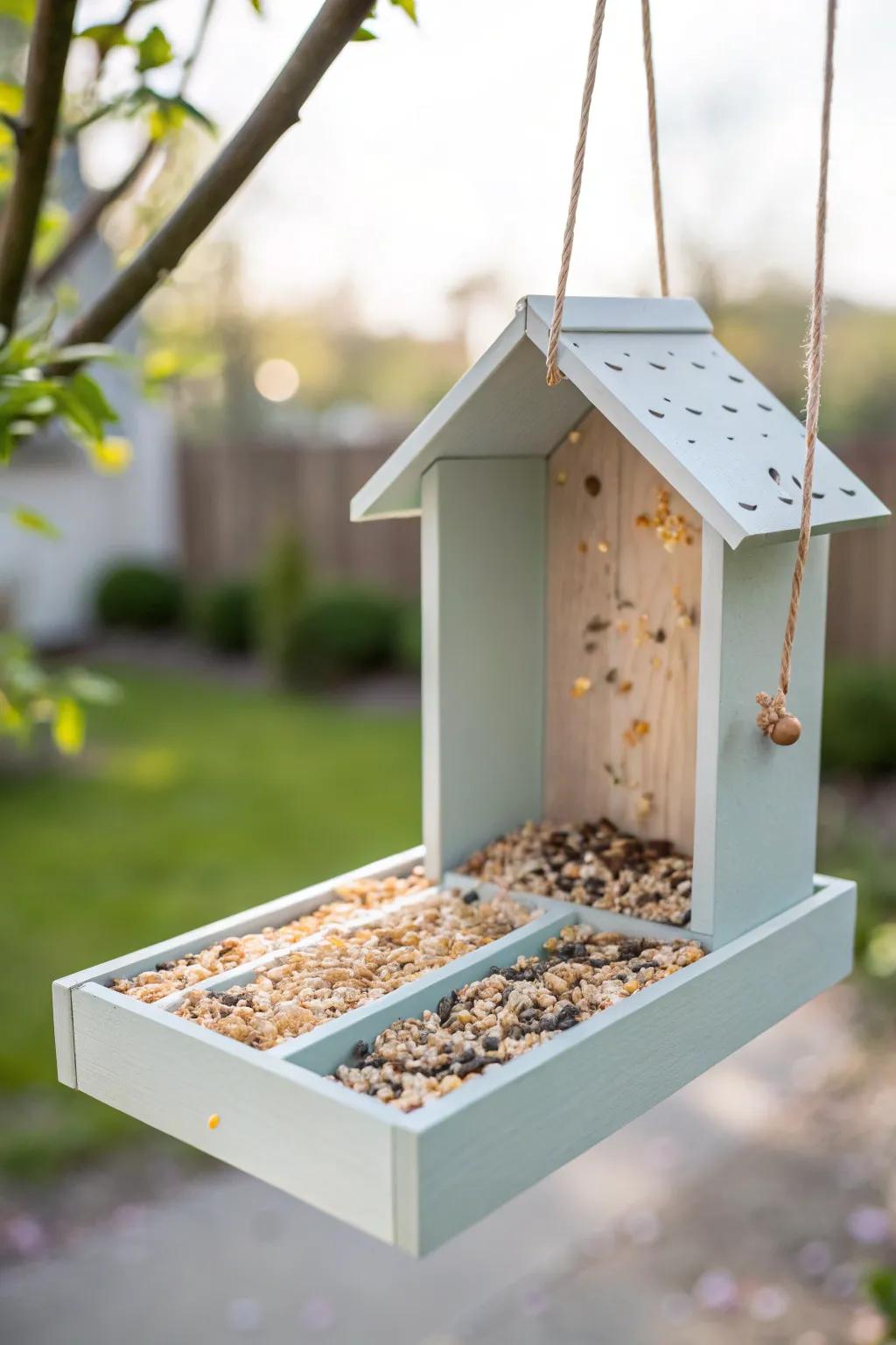 Transform a simple cereal box into a charming bird feeder that embodies minimalist beauty and eco-friendly creativity.