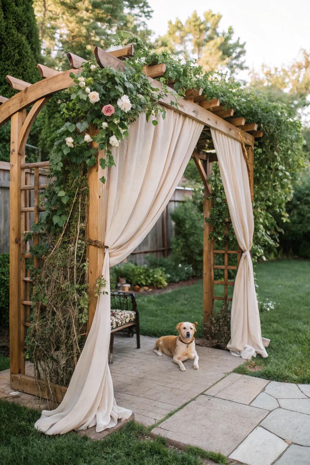 Transform your garden into a serene oasis with a repurposed archway for stylish shade.