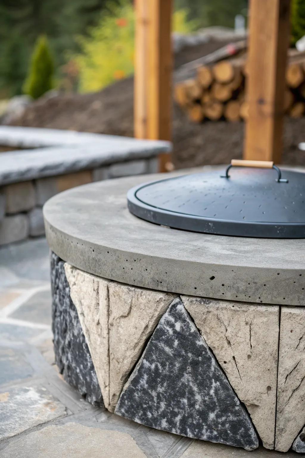 Elevate your outdoor space with a rugged yet stylish sealed concrete firepit cover.