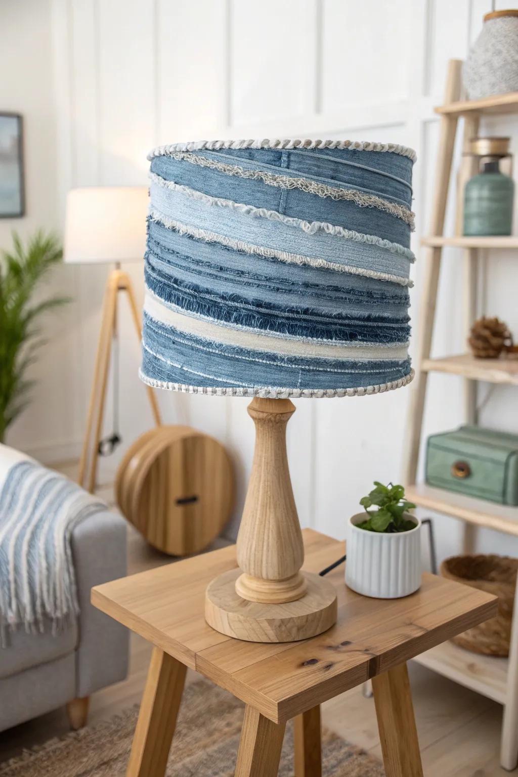 Illuminate your space with a touch of casual elegance: DIY Denim Lampshade