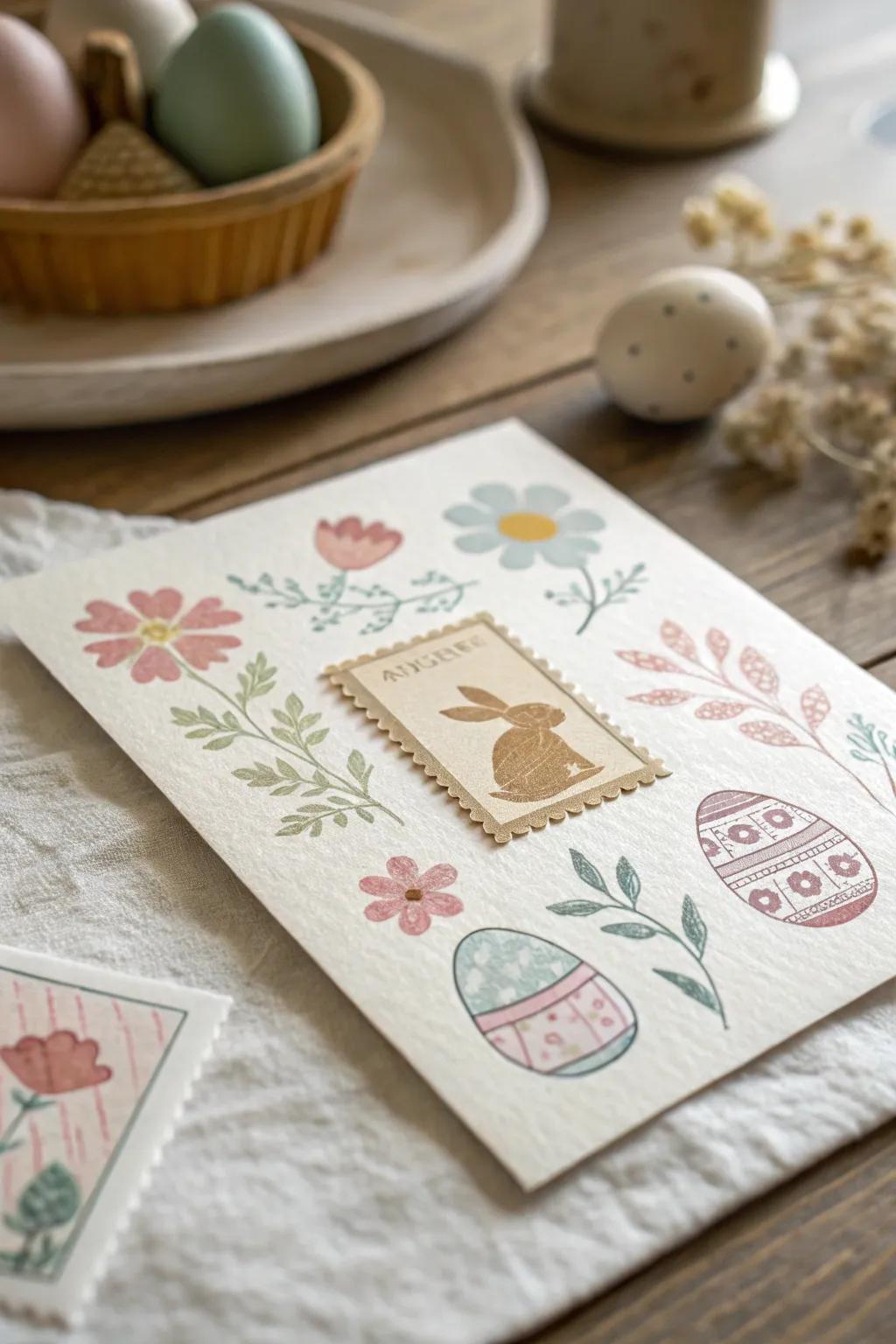 Stamped Easter Greetings: Embrace the charm of handcrafted elegance.