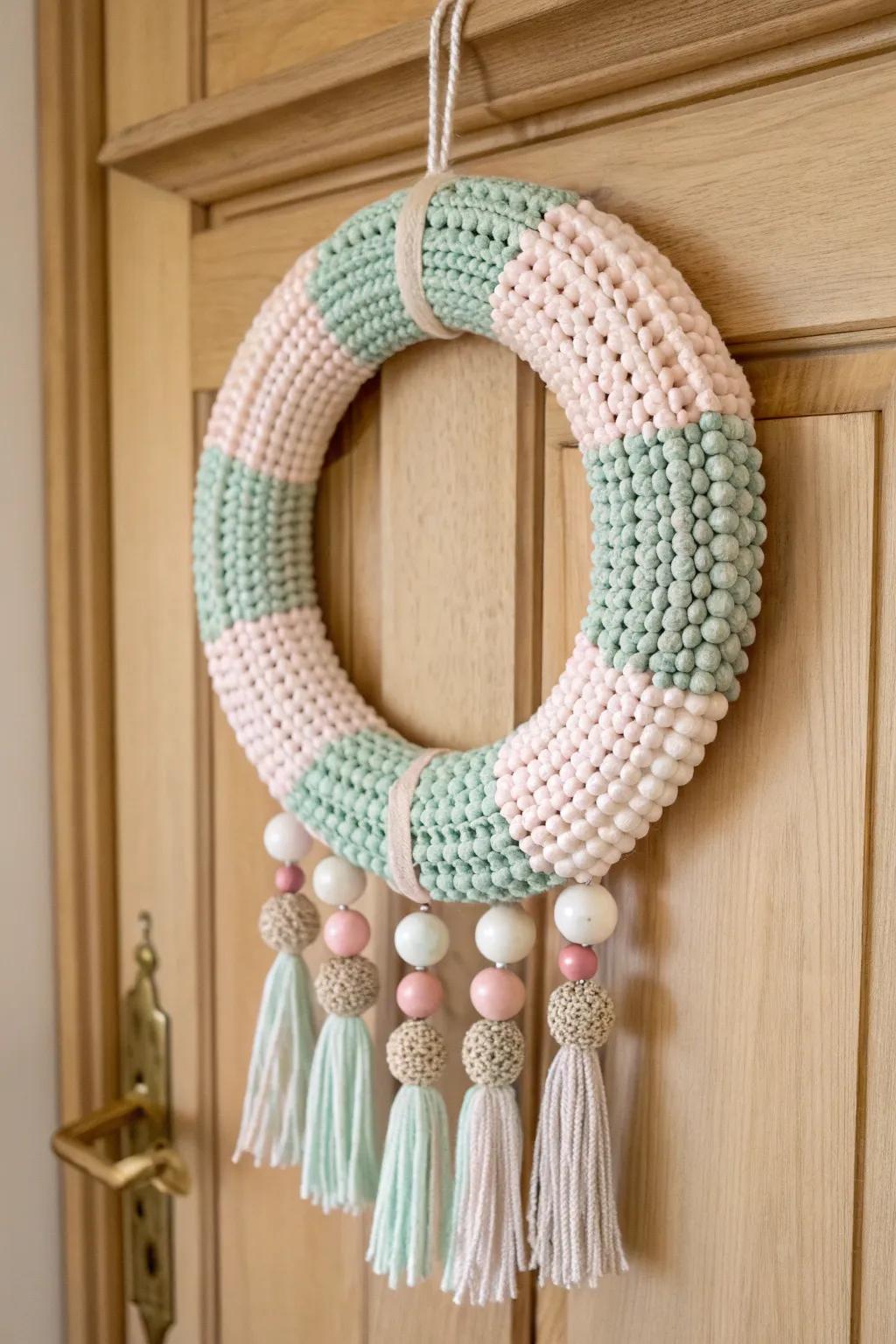 Craft your own unique holiday charm with a minimalist perler bead wreath!