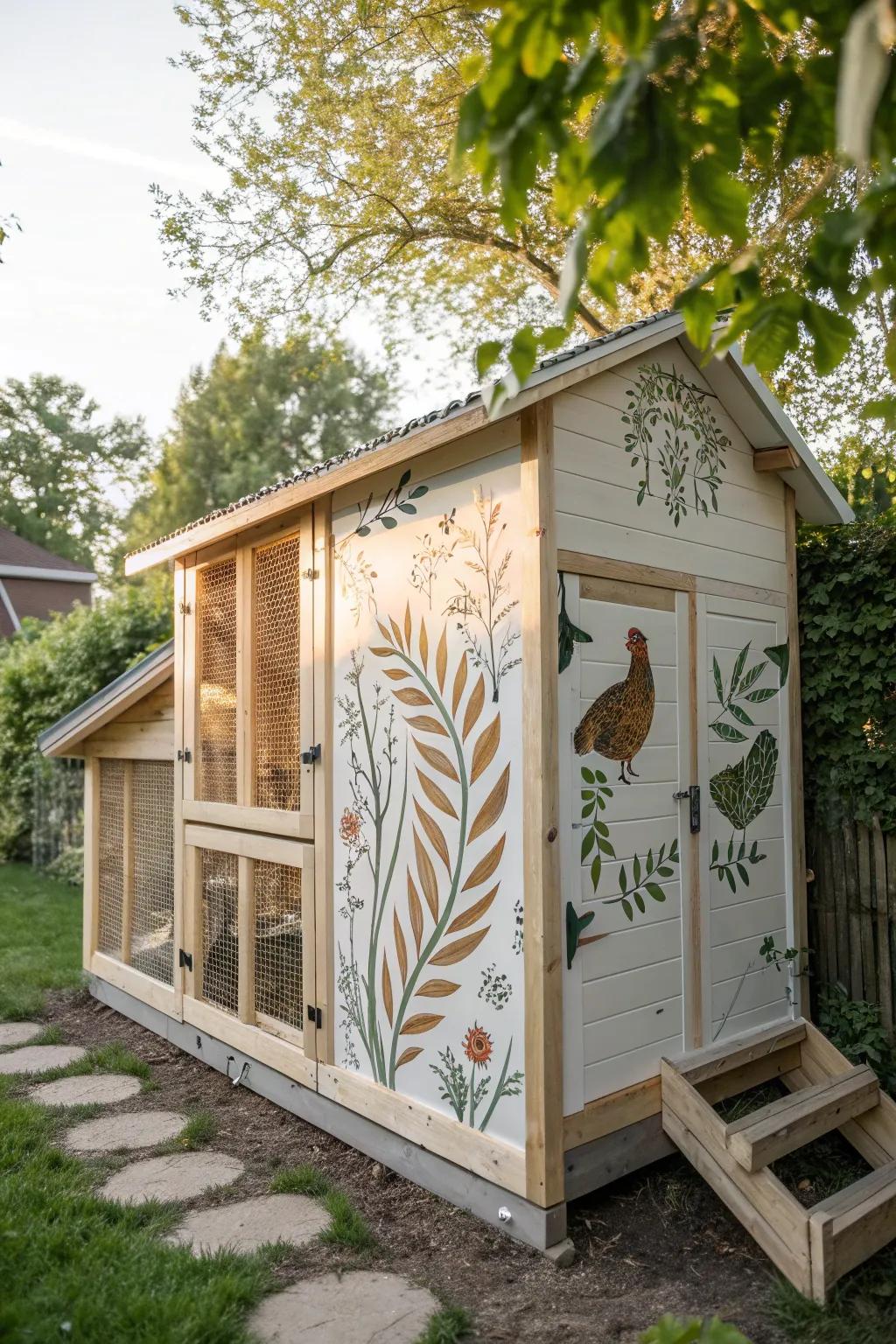 Transform your chicken coop into a masterpiece of artistry and elegance.