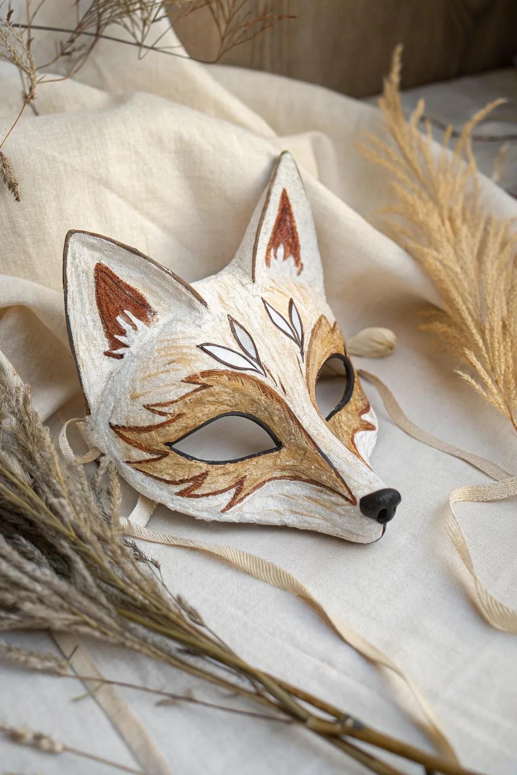 Craft your own story with a beautifully detailed fox mask, where simplicity meets artistic flair.