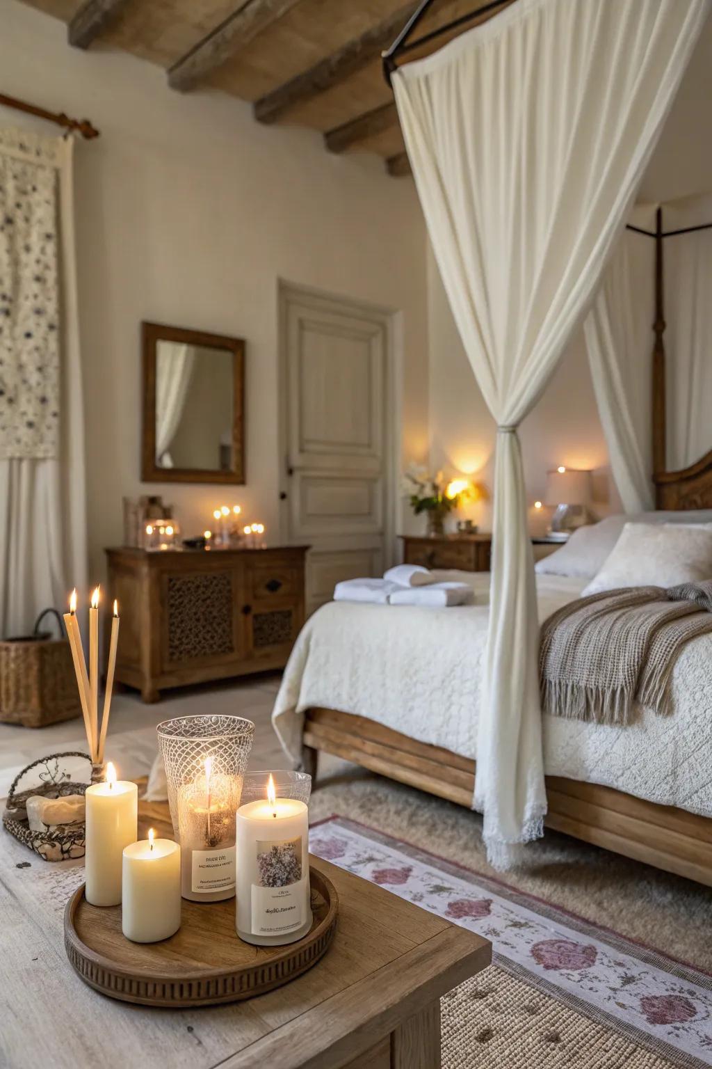 French fragrances create a sensory experience in the bedroom.