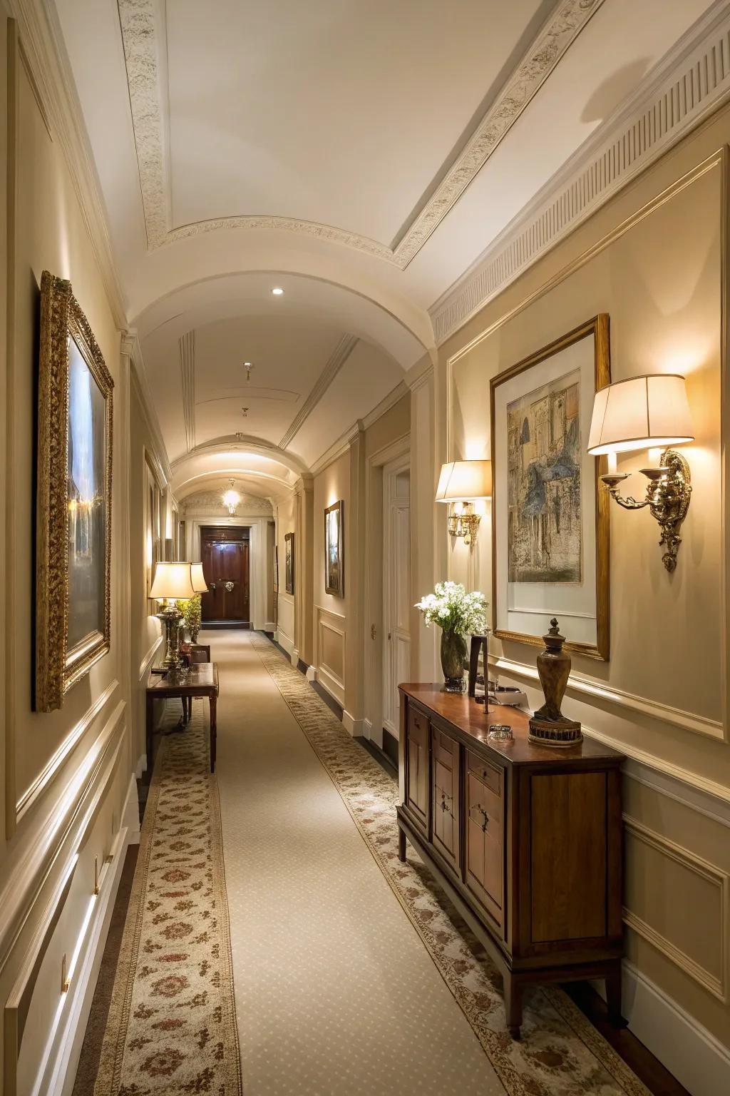 Classic beige offers a warm and versatile backdrop for hallways.