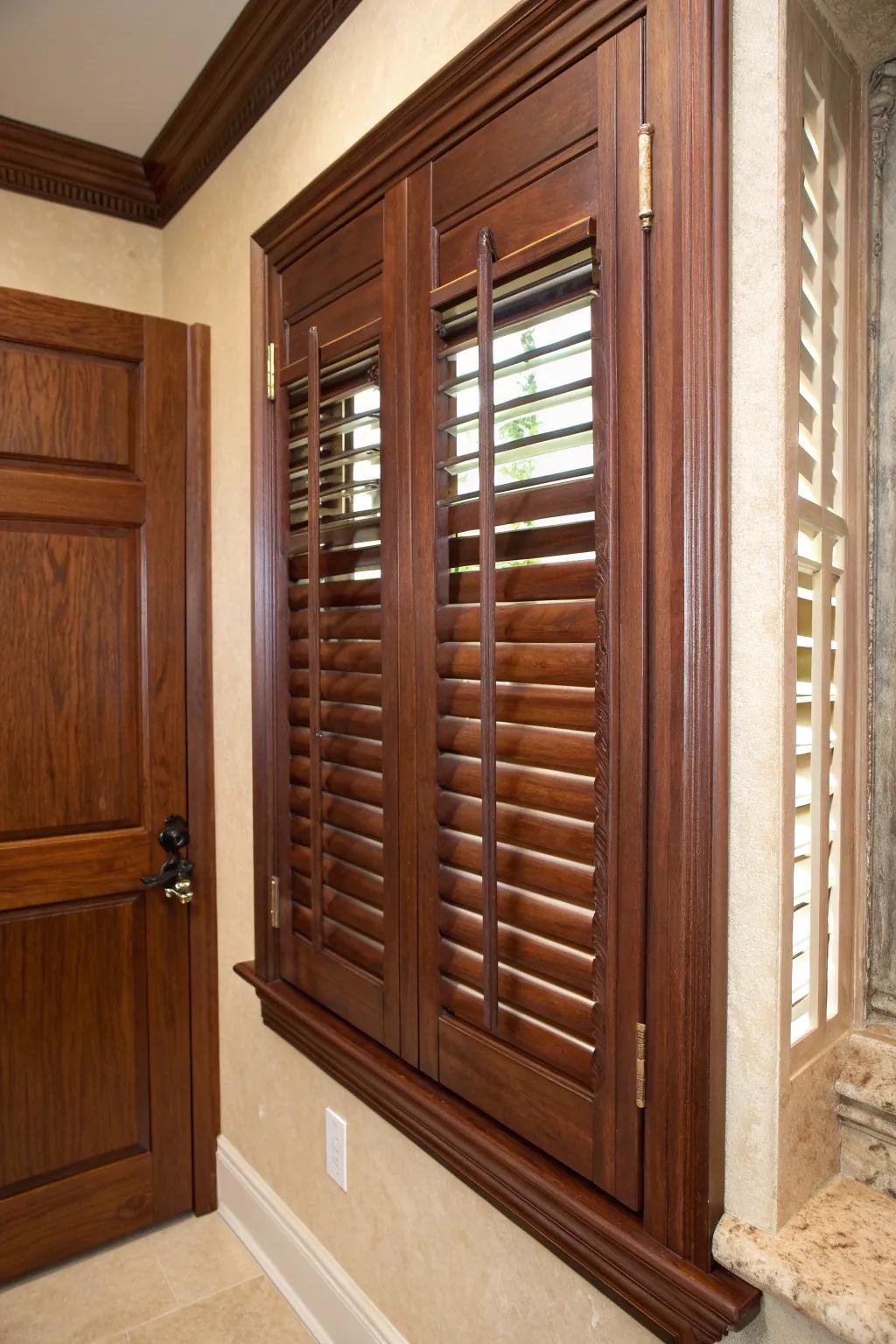 Elevate your space with the charm of seamless indoor shutters, blending function and elegance.