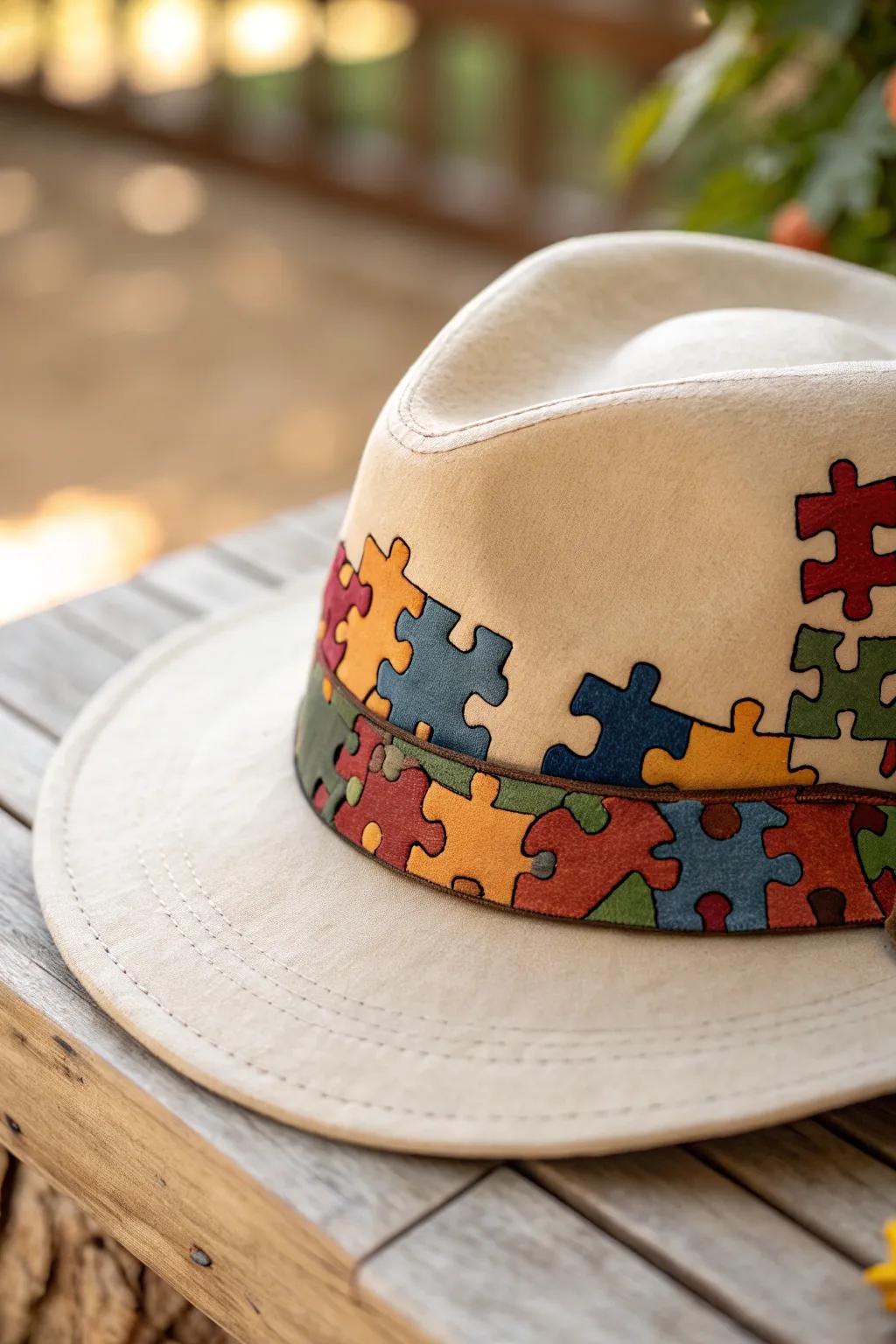 Embrace whimsy with a puzzle piece hat - where creativity meets Scandinavian simplicity.