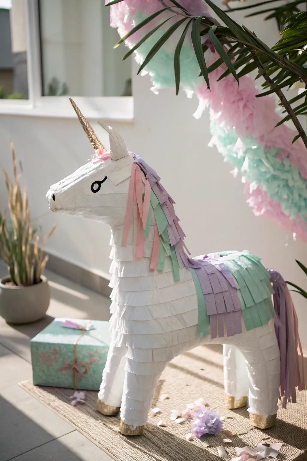 Add a touch of magic to your celebration with this enchanting unicorn pinata, where Scandinavian simplicity meets Boho charm.