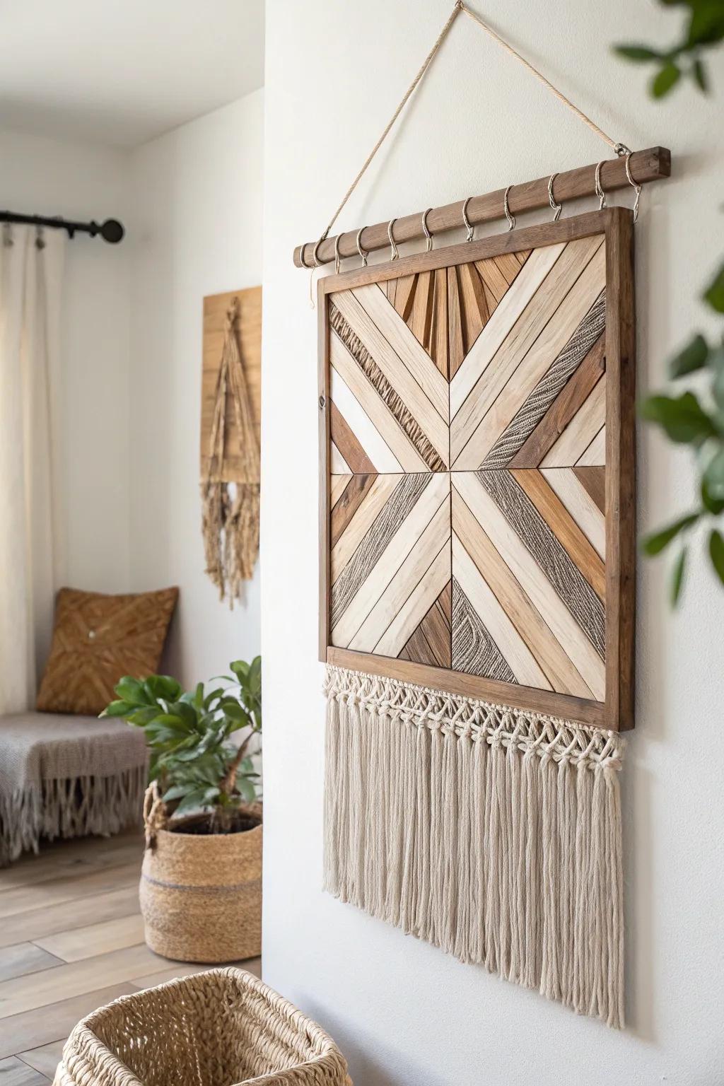 Transform your space with this stunning DIY wall art made from recycled materials. Perfect for adding a touch of modern rustic charm to any room!