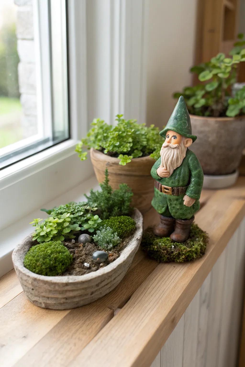 Bring a touch of magic to your home with a charming leprechaun garden that delights with every glance.