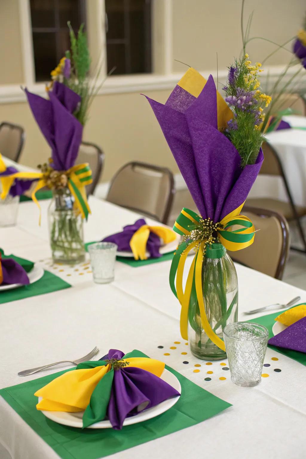 Add a festive touch with colorful ribbon accents.