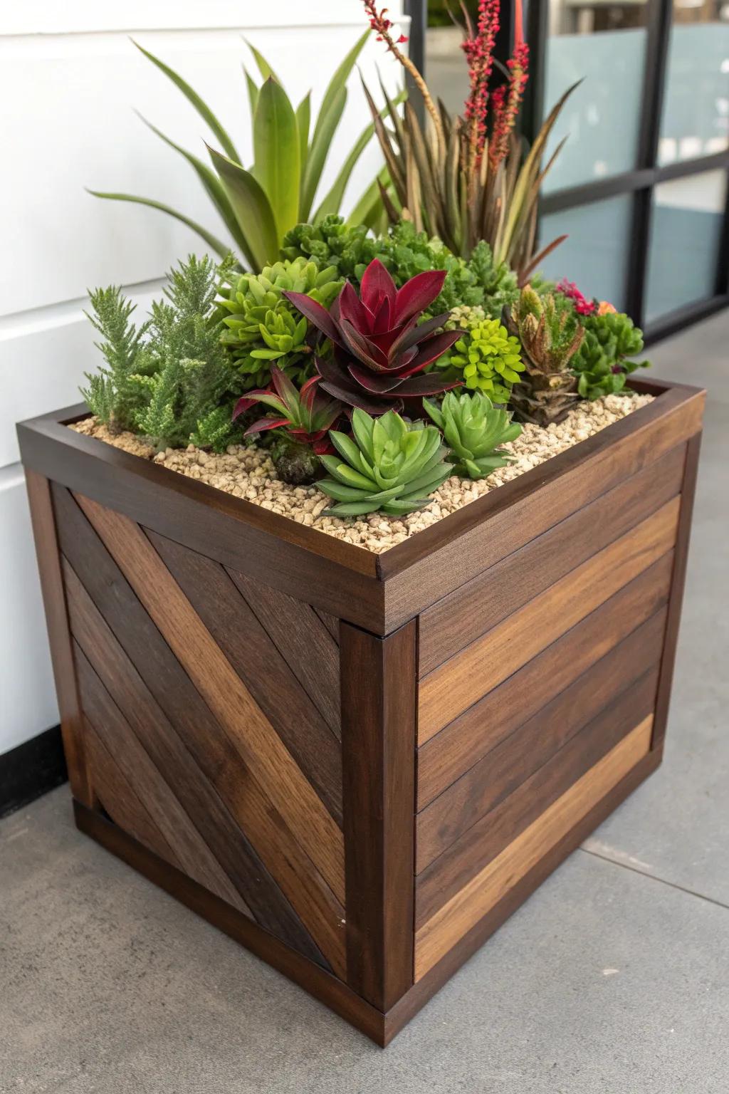 Transform your space with a sleek corner planter – where craftsmanship meets vibrant greenery.