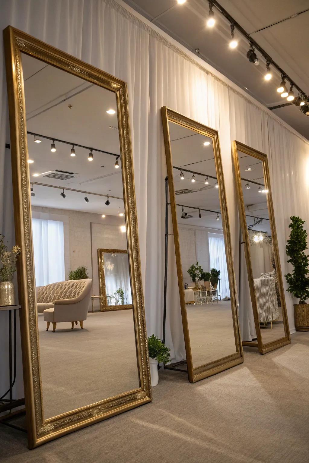 Mirrors enhance natural light and create the illusion of more space.