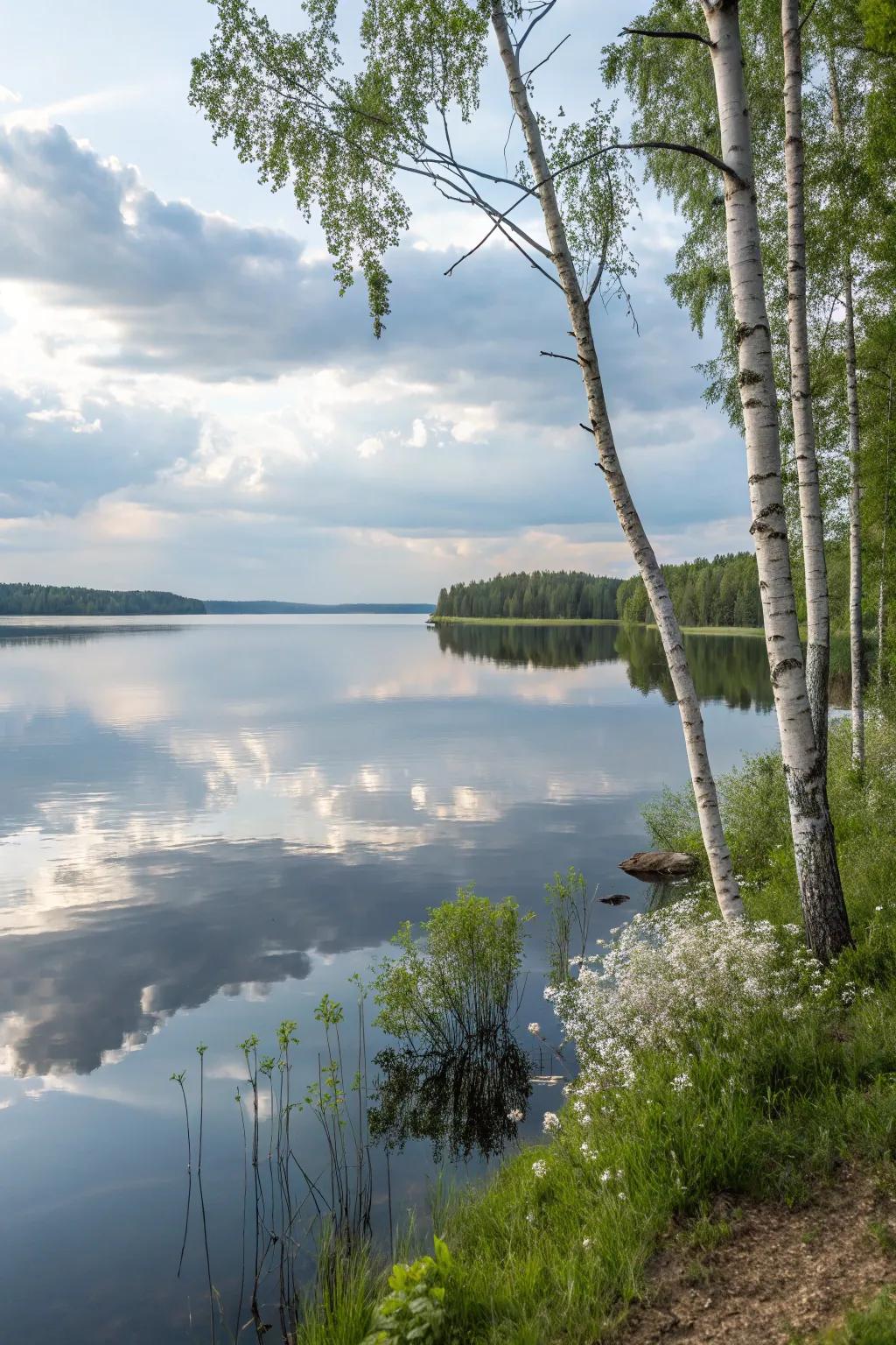 Find tranquility in the art of reflection—where water becomes a mirror to nature's serene beauty.