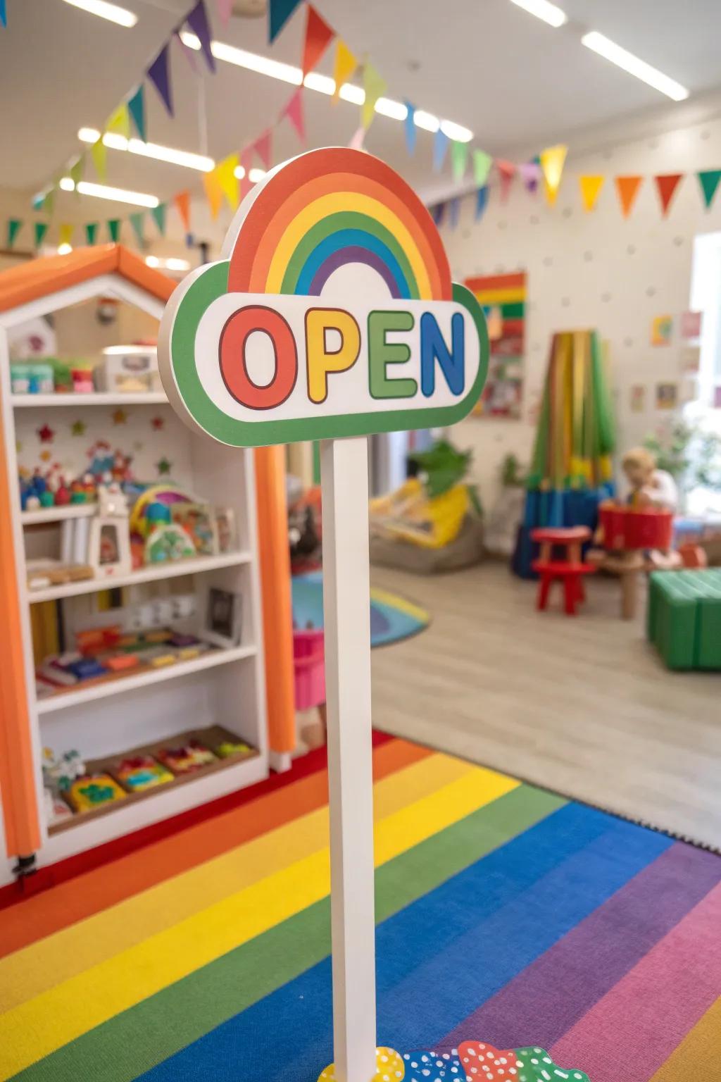 Brighten up your space with a colorful open sign.