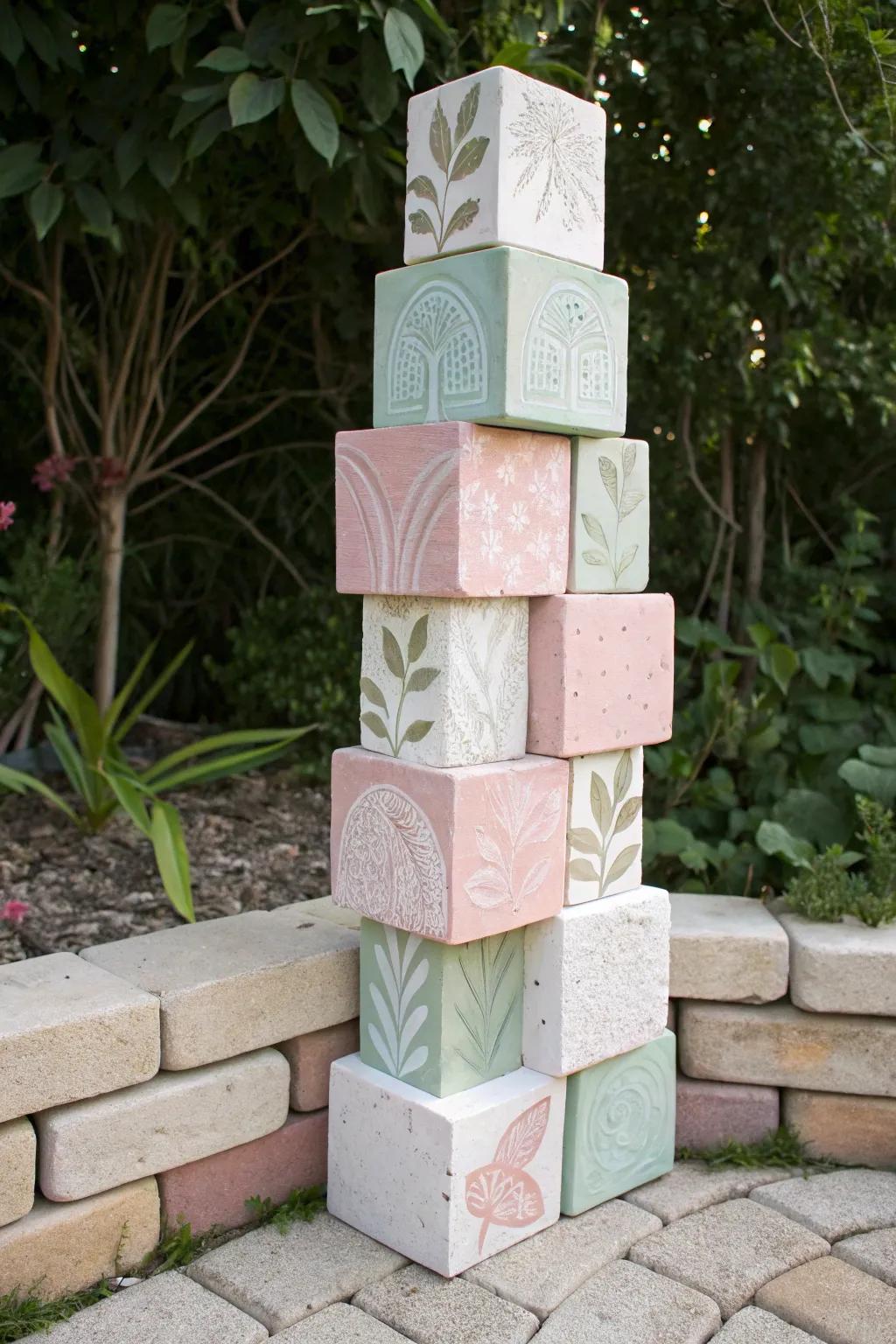 Transform your garden into an artful oasis with a stunning cinder block sculpture.