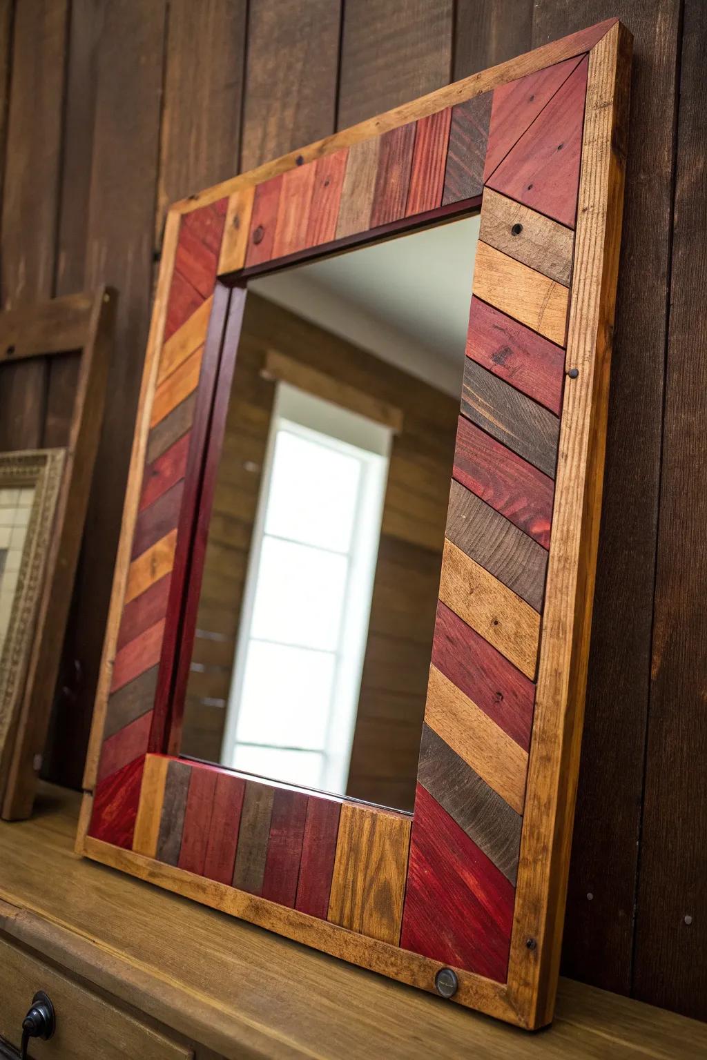 Transform your space with the rugged elegance of a handcrafted pallet mirror frame.