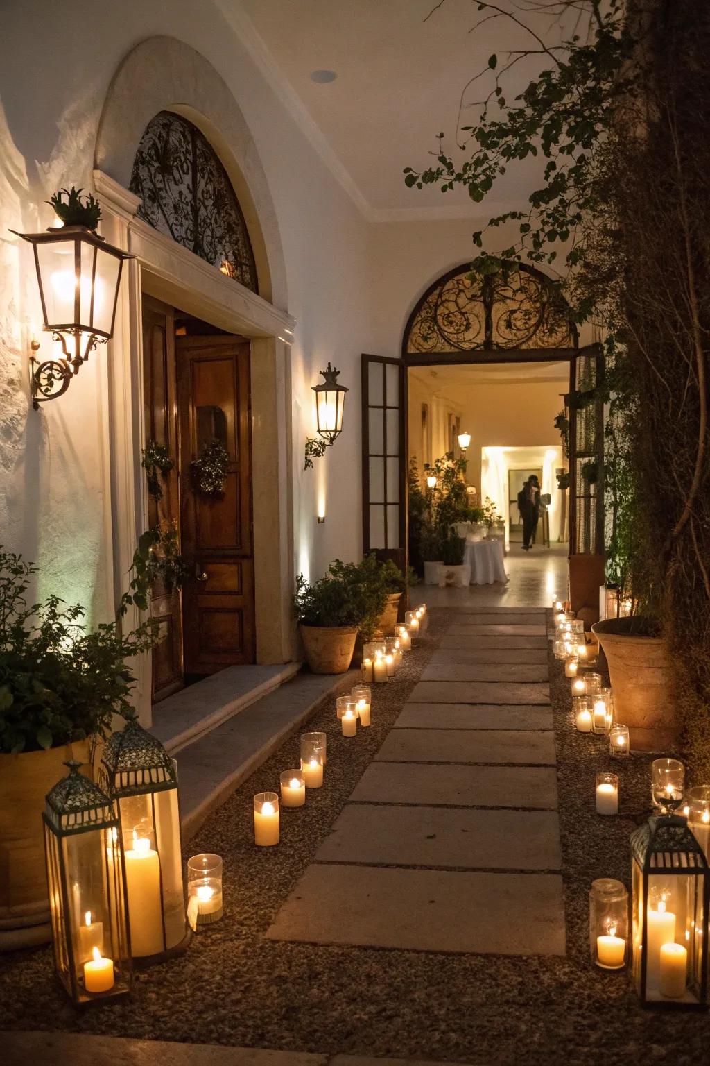 Create a welcoming entrance with pathway candles.