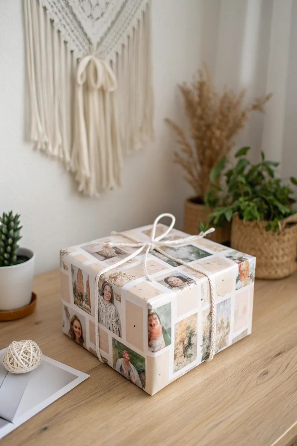 Add a personal touch to your gifts with custom photo wrapping paper that tells a story of memories.
