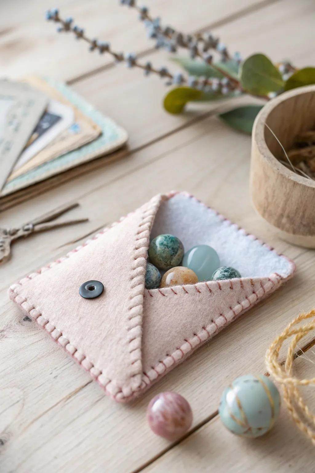 Charming Felt Pocket: A Minimalist Treasure Keeper