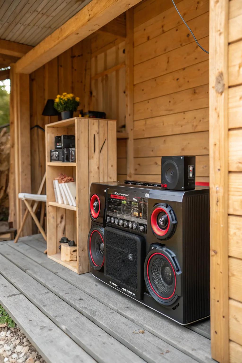 Transform your shed into the ultimate man cave with a stylish and budget-friendly sound system.