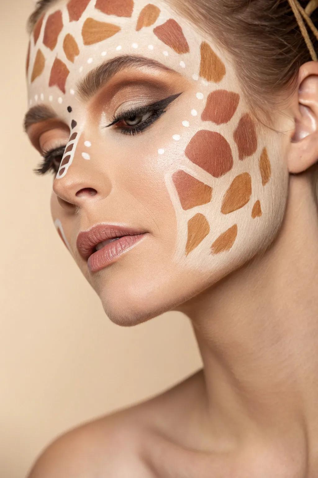 Embrace the wild with elegant giraffe spots in earthy hues.