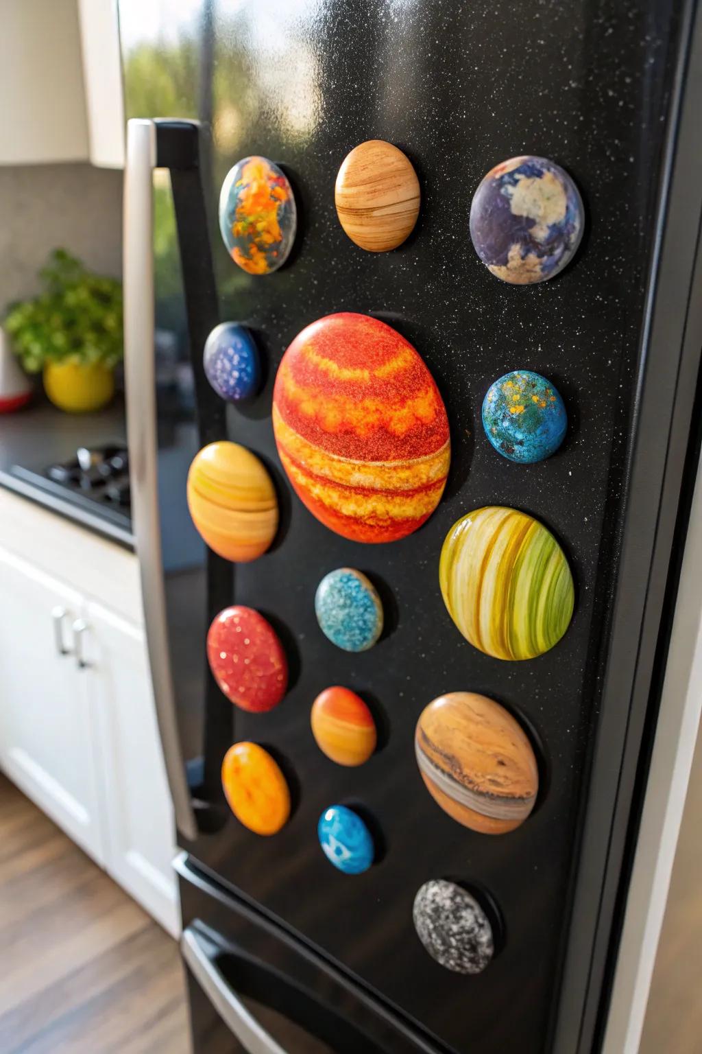Reimagine your space with a handcrafted magnetic solar system on your fridge – where art meets exploration every day.