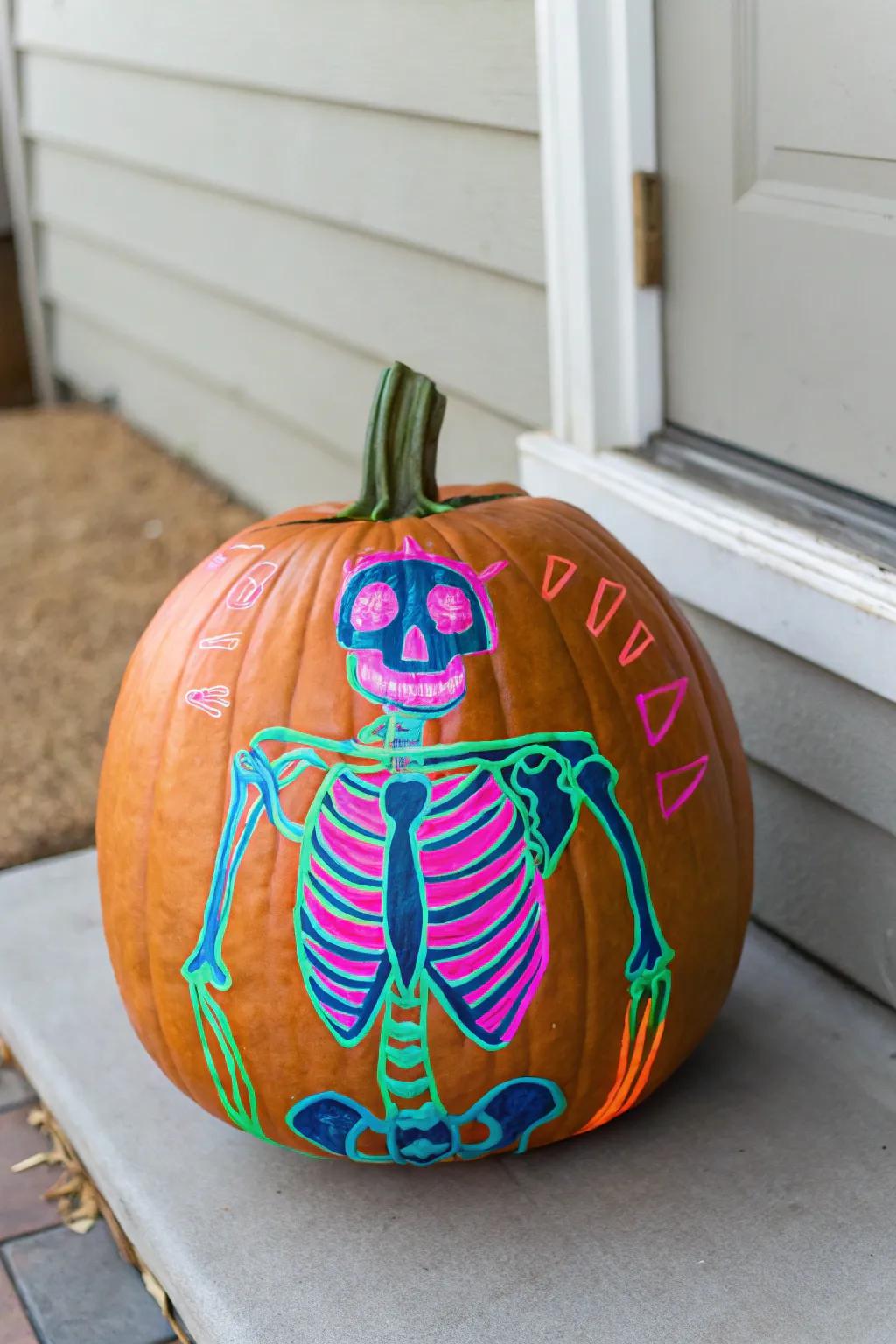 Illuminate your Halloween with a Neon Nightmare: a bold twist on pumpkin painting!