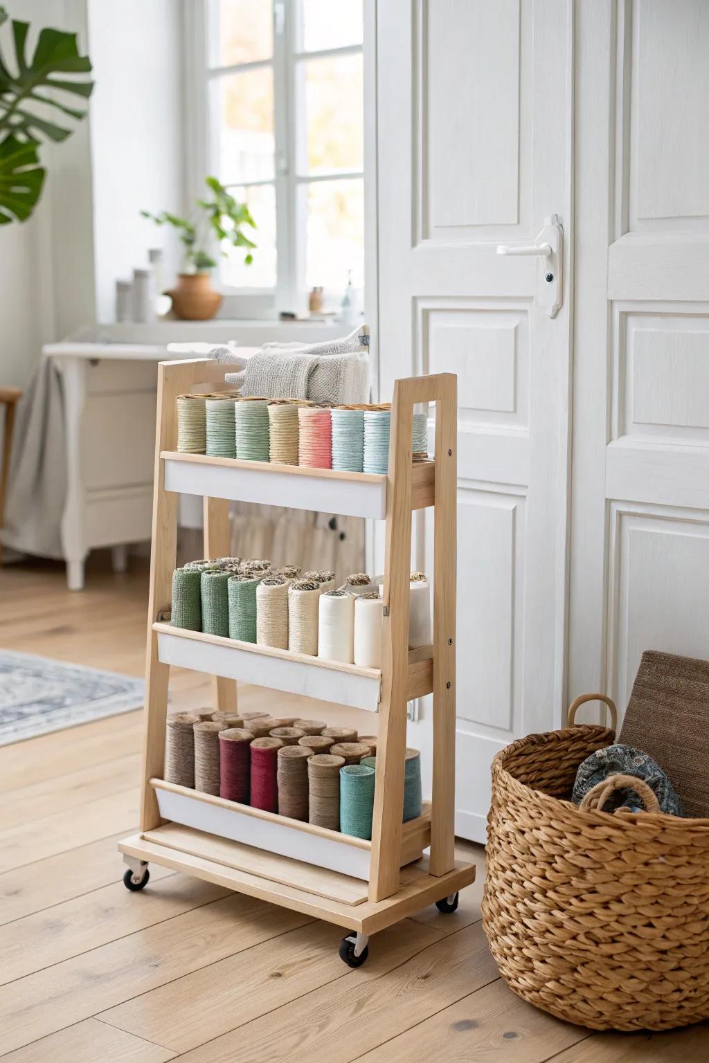 Effortlessly stylish and mobile, this rolling thread cart brings creativity wherever it goes!
