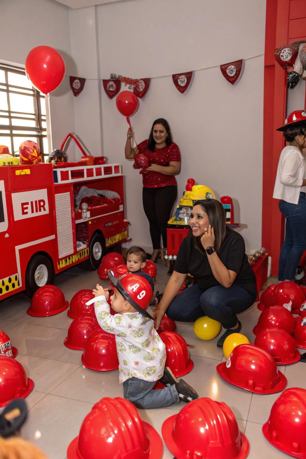 Firefighter-themed celebration with exciting rescue activities.