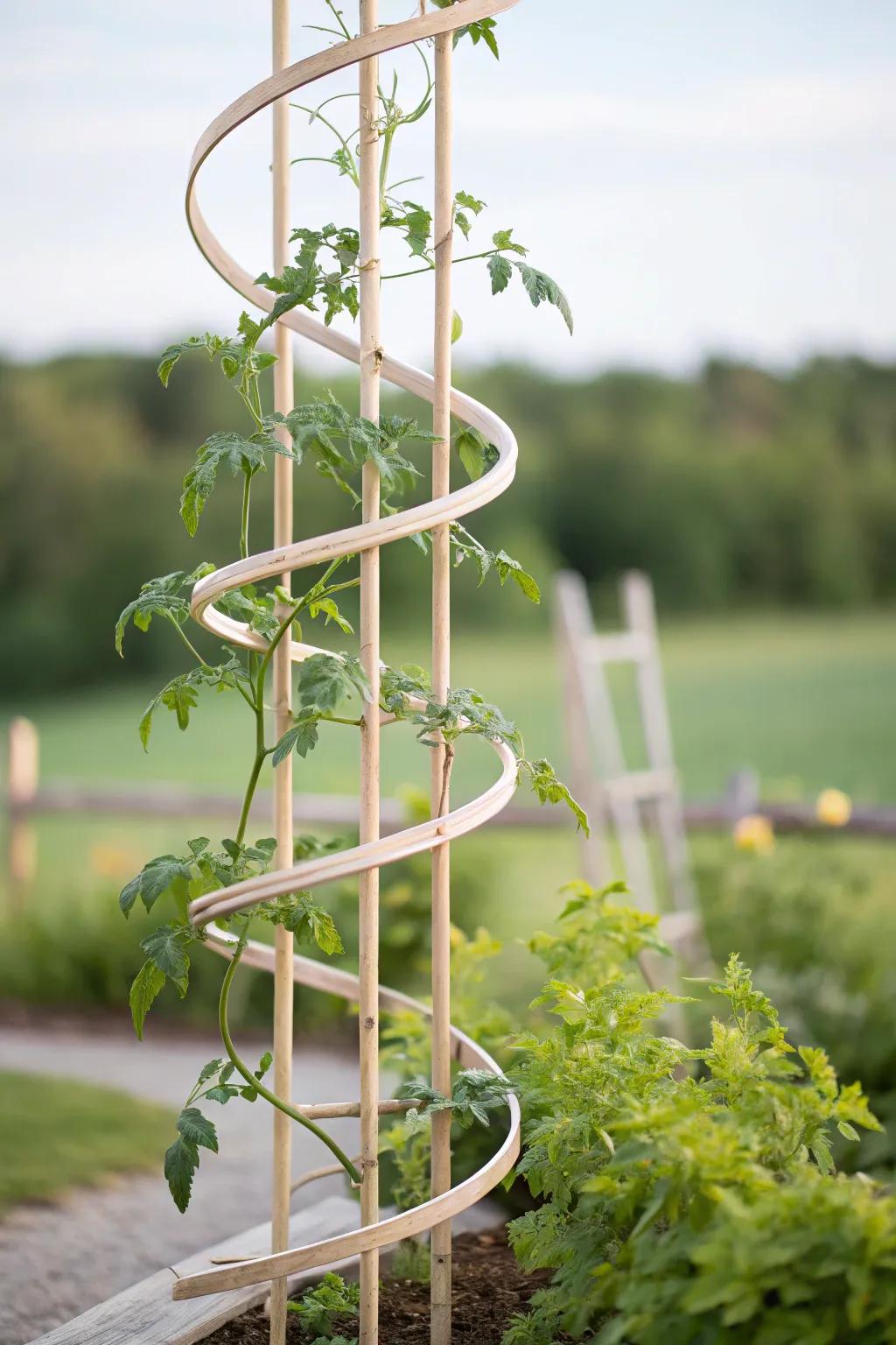 Embrace whimsy and function with a spiral trellis for your garden.