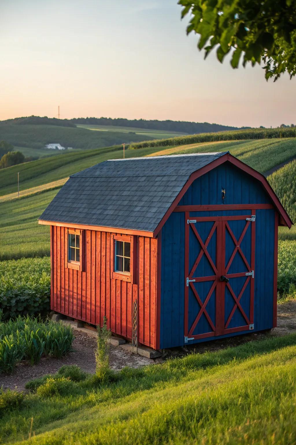 Revitalize your space with a splash of color: a striking tractor shed that stands out with bold craftsmanship.
