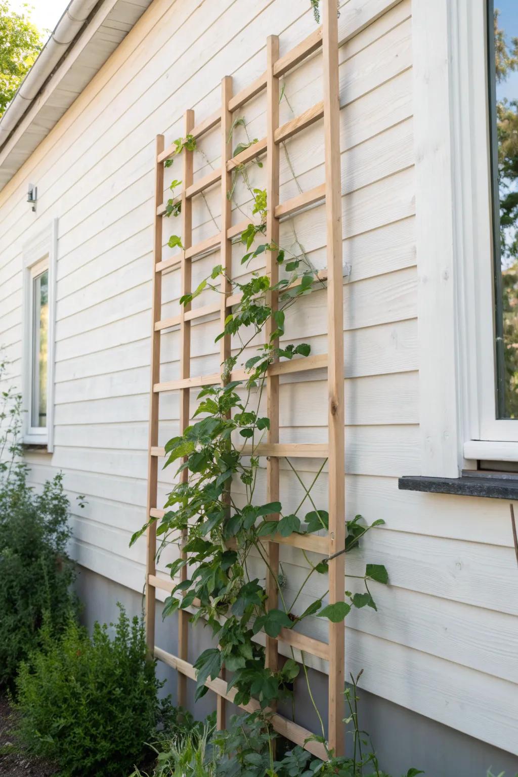 Elevate your vertical garden game with a chic, wall-mounted lattice. Perfect for small spaces and style-savvy gardeners.