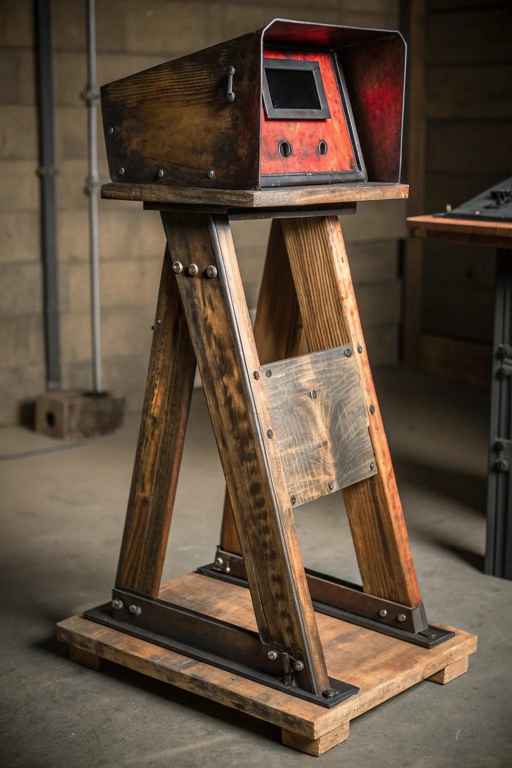 Craft with Conscience: Elevate your space with an eco-friendly welding stand that combines reclaimed wood and metal for a bold statement in sustainability.