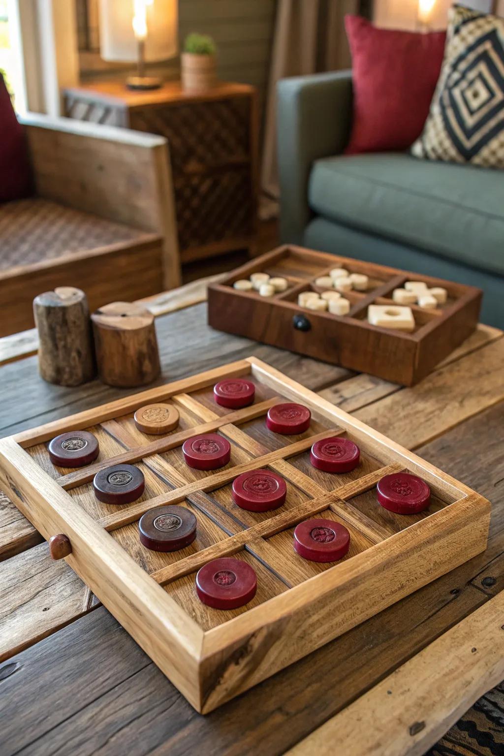 Elevate your game nights with this exquisite handcrafted wooden tic-tac-toe set, where craftsmanship meets fun.