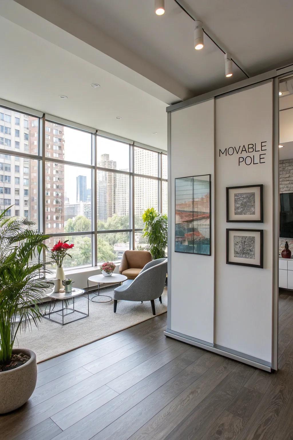 Moveable walls offer dynamic space solutions for modern living.