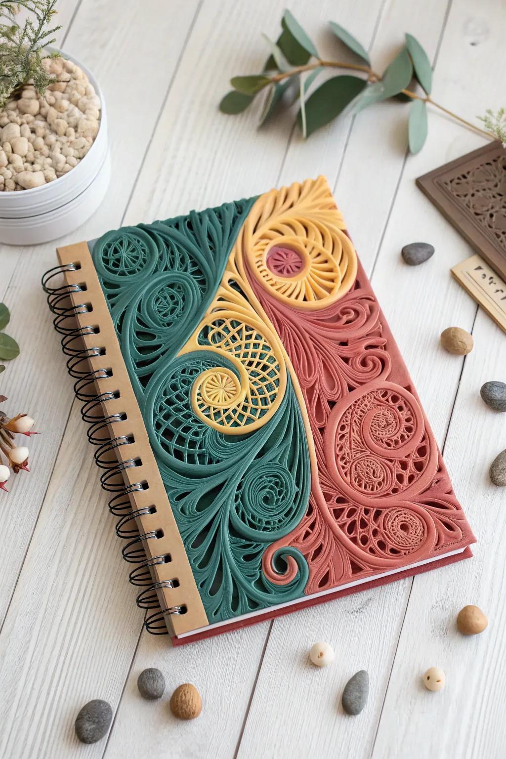 Elevate your notebook with the art of quilling—where simplicity meets striking design.