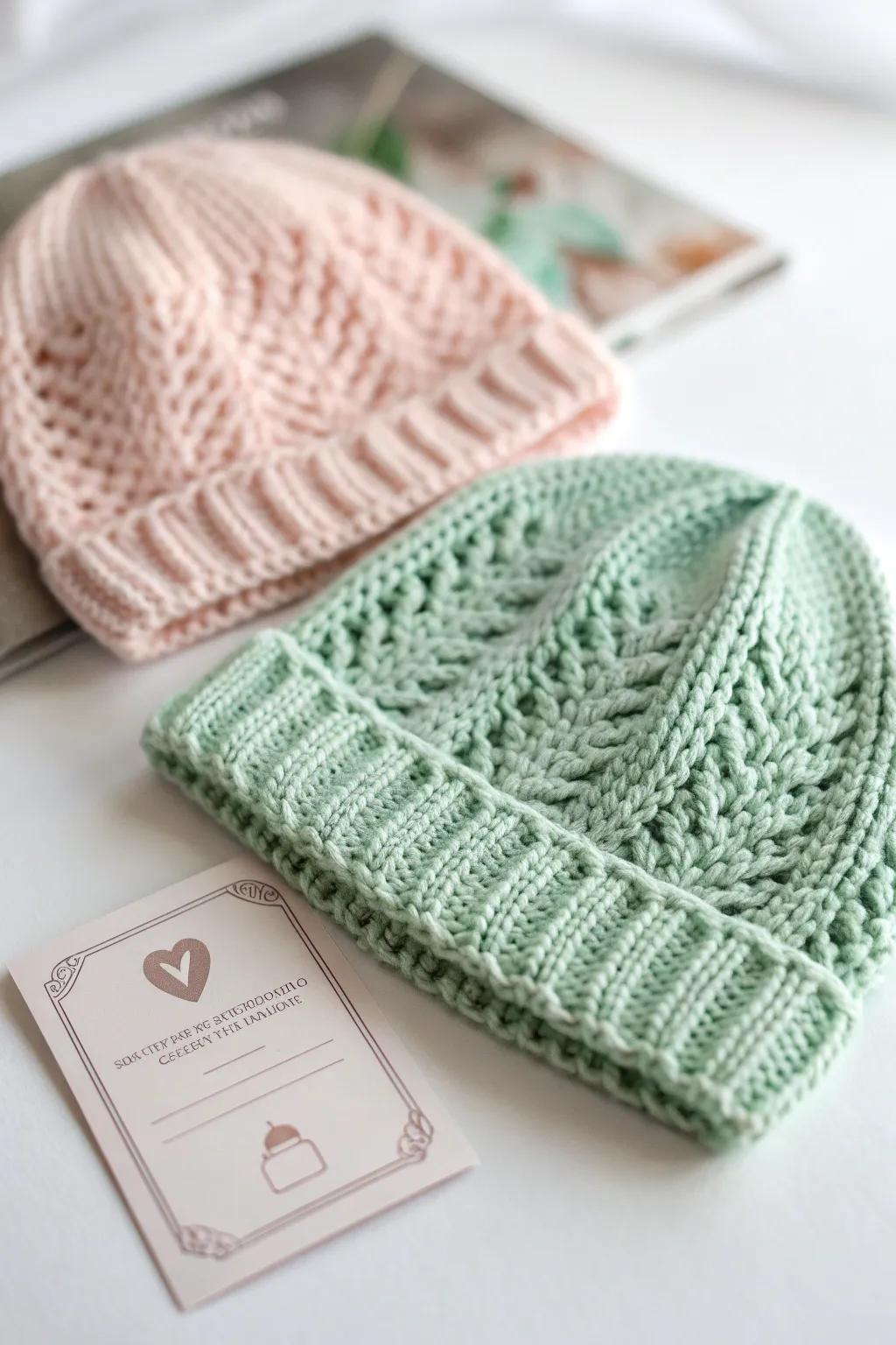Add a touch of handmade charm to your baby shower gift with this cozy, knit hat gift card holder!