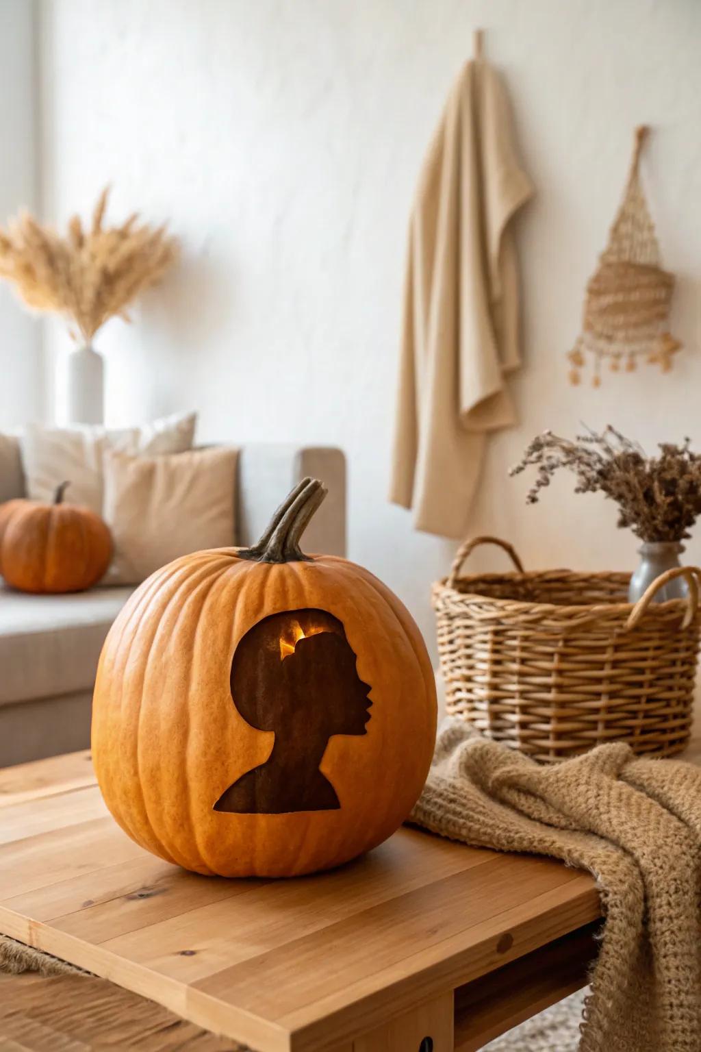 Capture the tender essence of your baby's first Halloween with a beautifully carved silhouette pumpkin. 🎃✨ #MinimalistMagic #BohoCharm