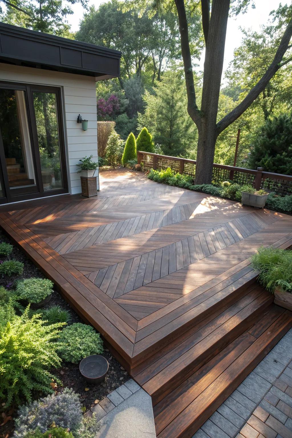 Elevate your outdoor living with artistic deck patterns that blend creativity and elegance.