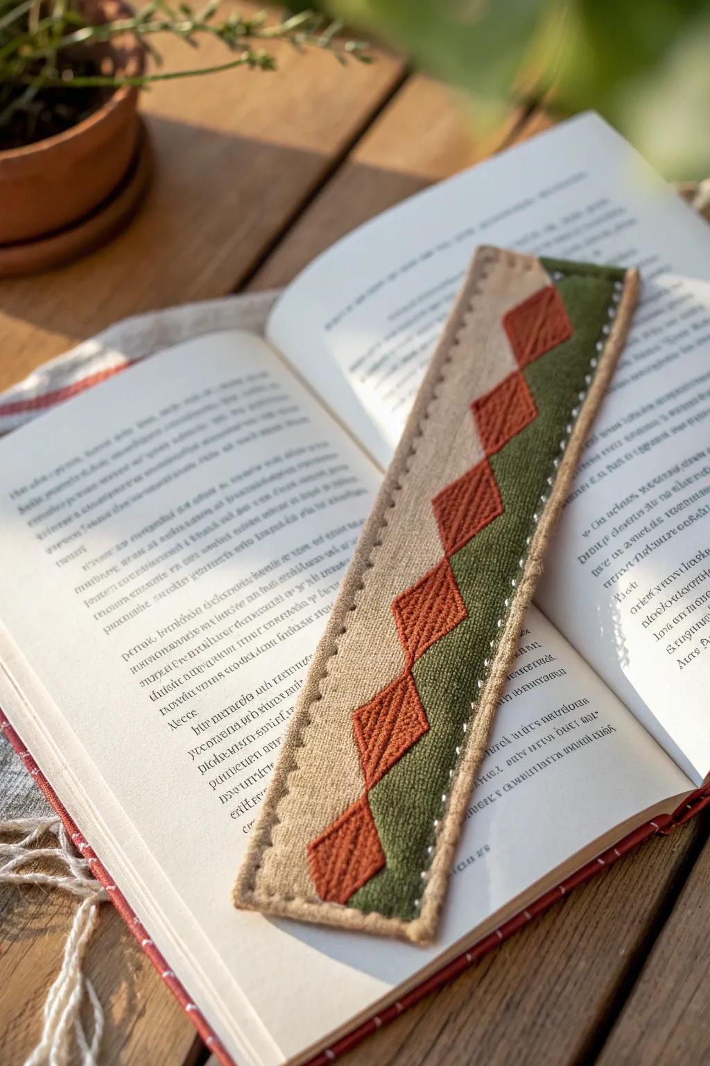 Crafted with care: Elevate your reading experience with a handmade fabric bookmark.
