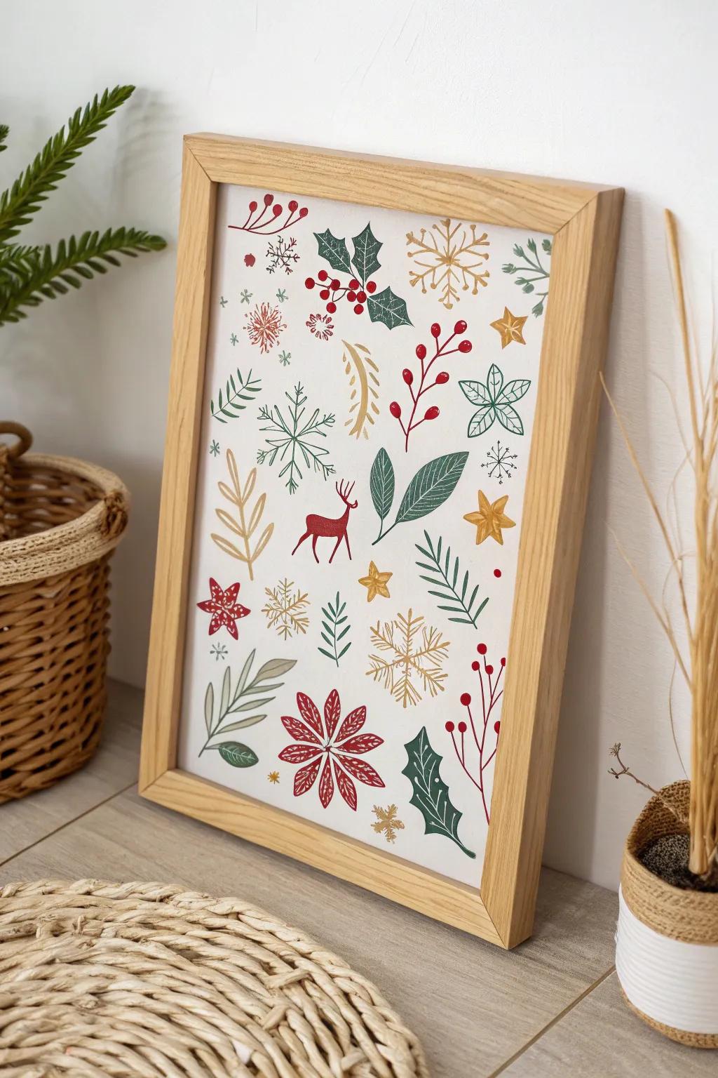Bring festive cheer to your space with joyful doodles that dance across your board, blending minimalist charm with boho flair.