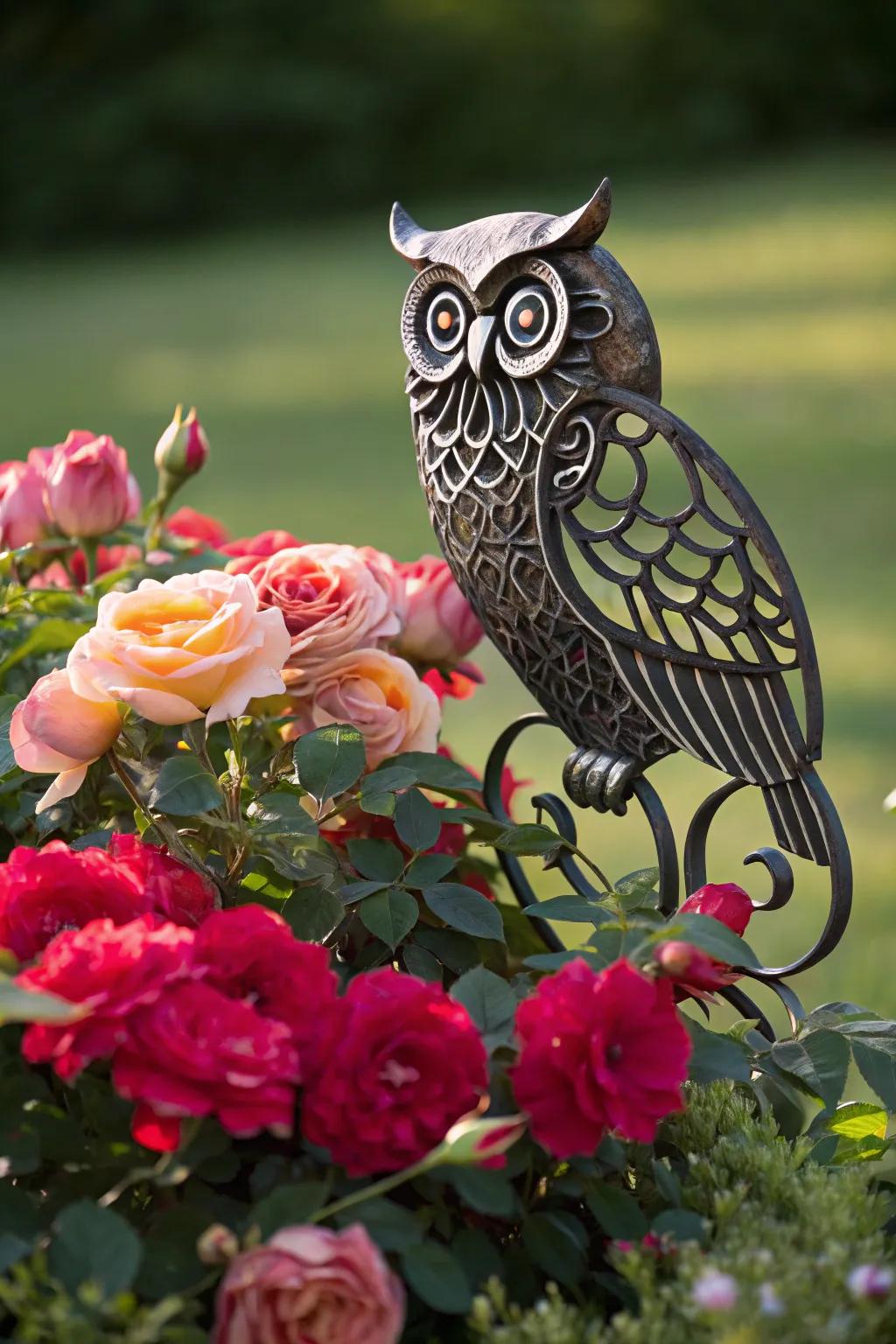 Elevate your garden with a stunning plasma-cut owl sculpture, where art meets nature in perfect harmony.