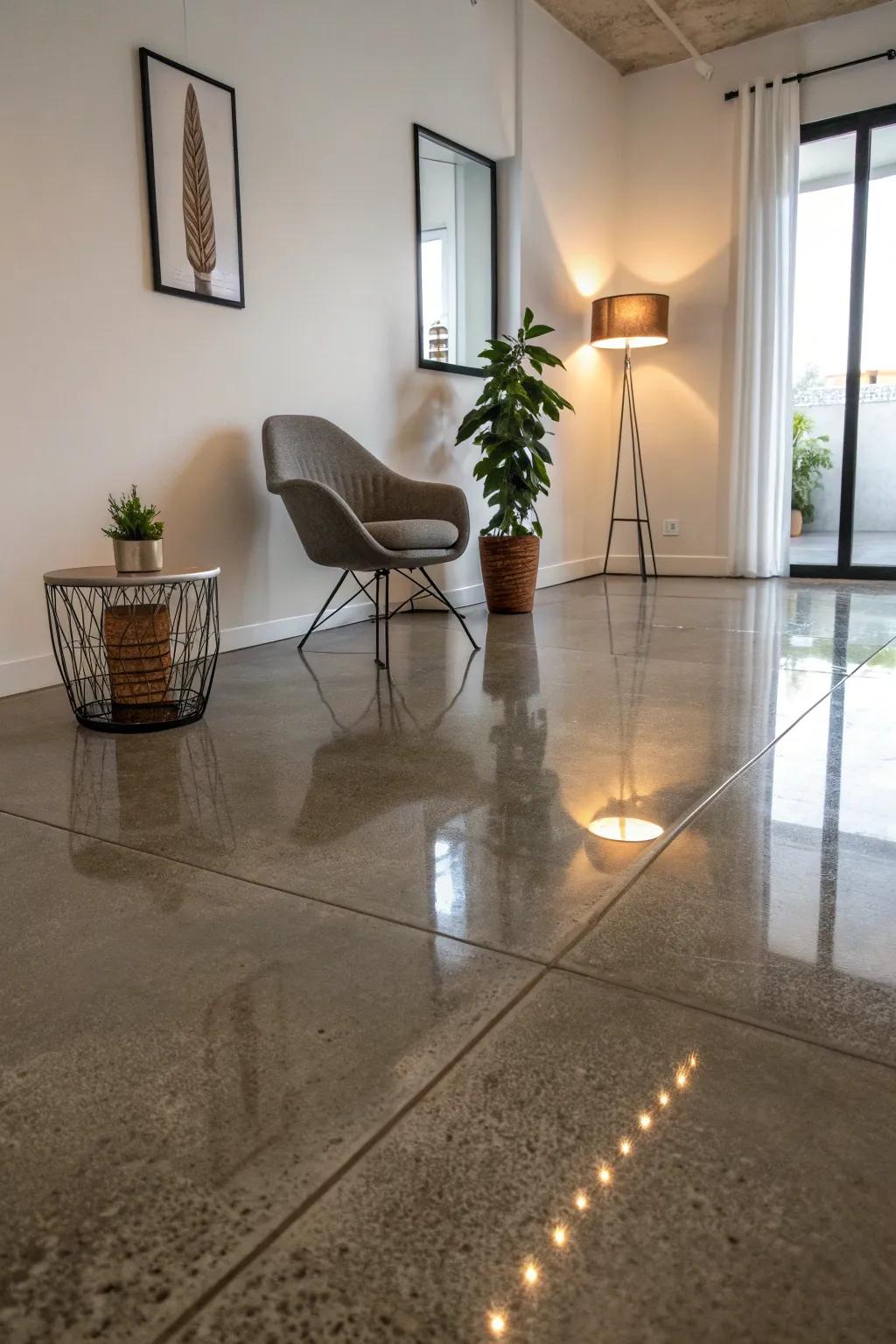 Embrace the elegance of simplicity with a polished concrete masterpiece.