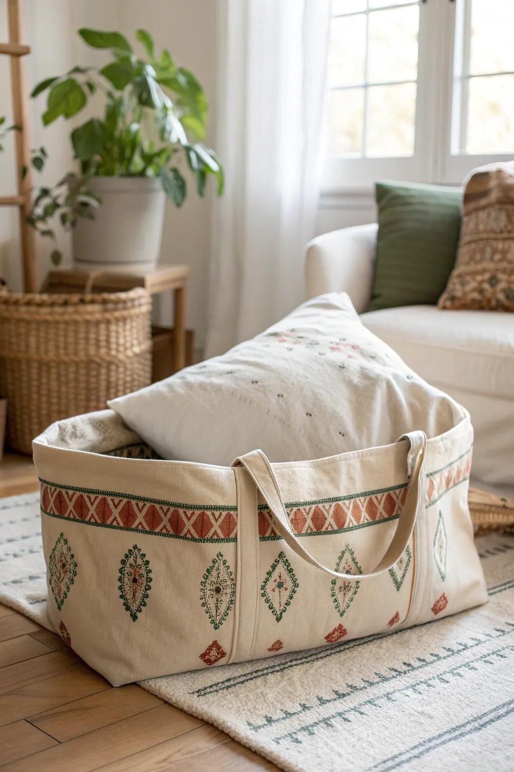 Transform your space with this chic DIY canvas tote dog bed - simplicity meets bohemian flair!