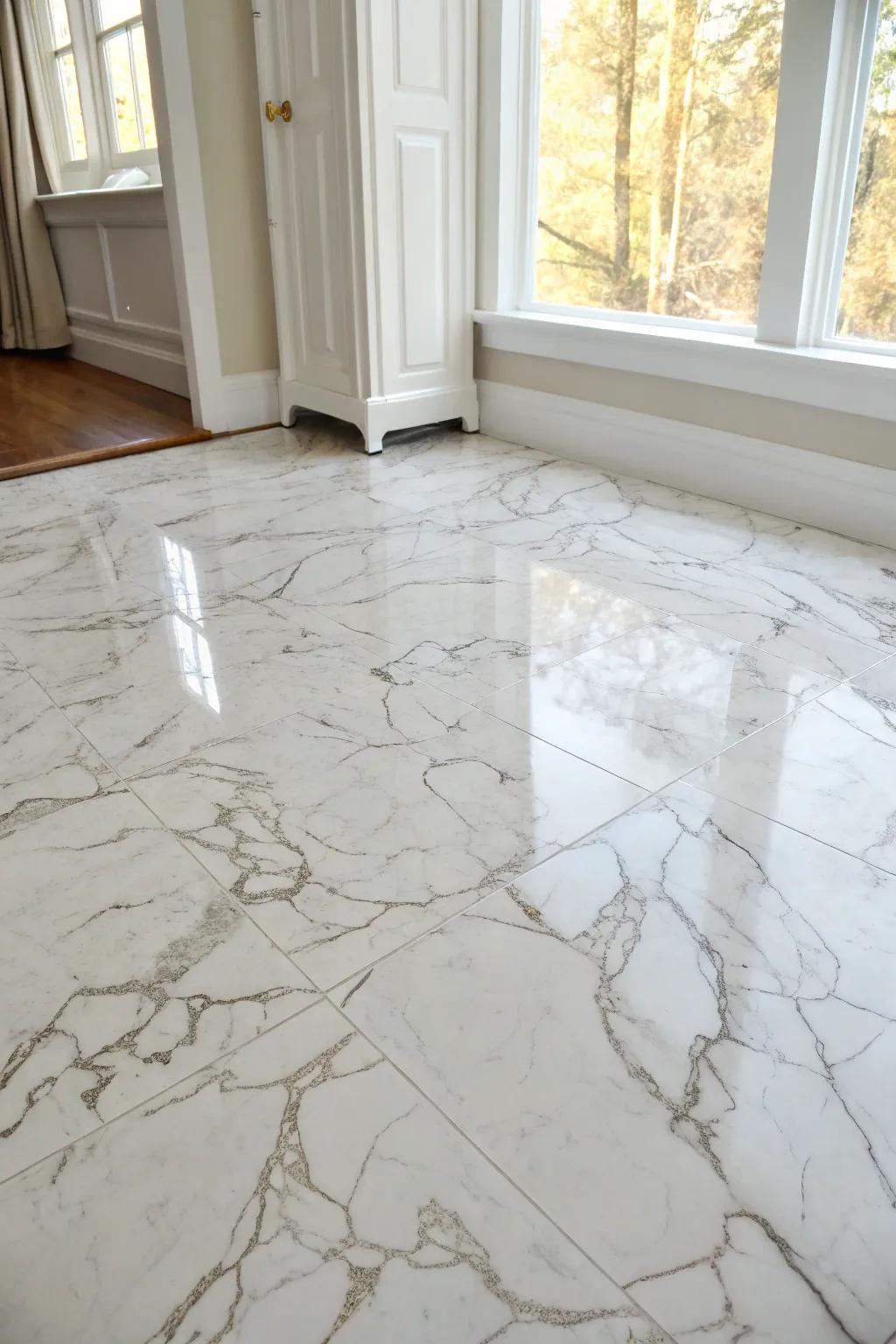 Transform your entryway with the luxurious look of marble contact paper—style and elegance at your feet.