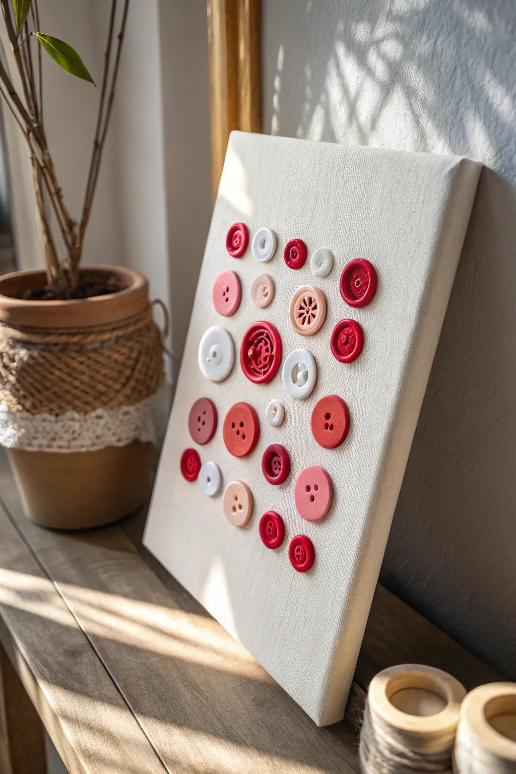 Transform your wall with the charm of vintage buttons—where simplicity meets bold color in perfect harmony.